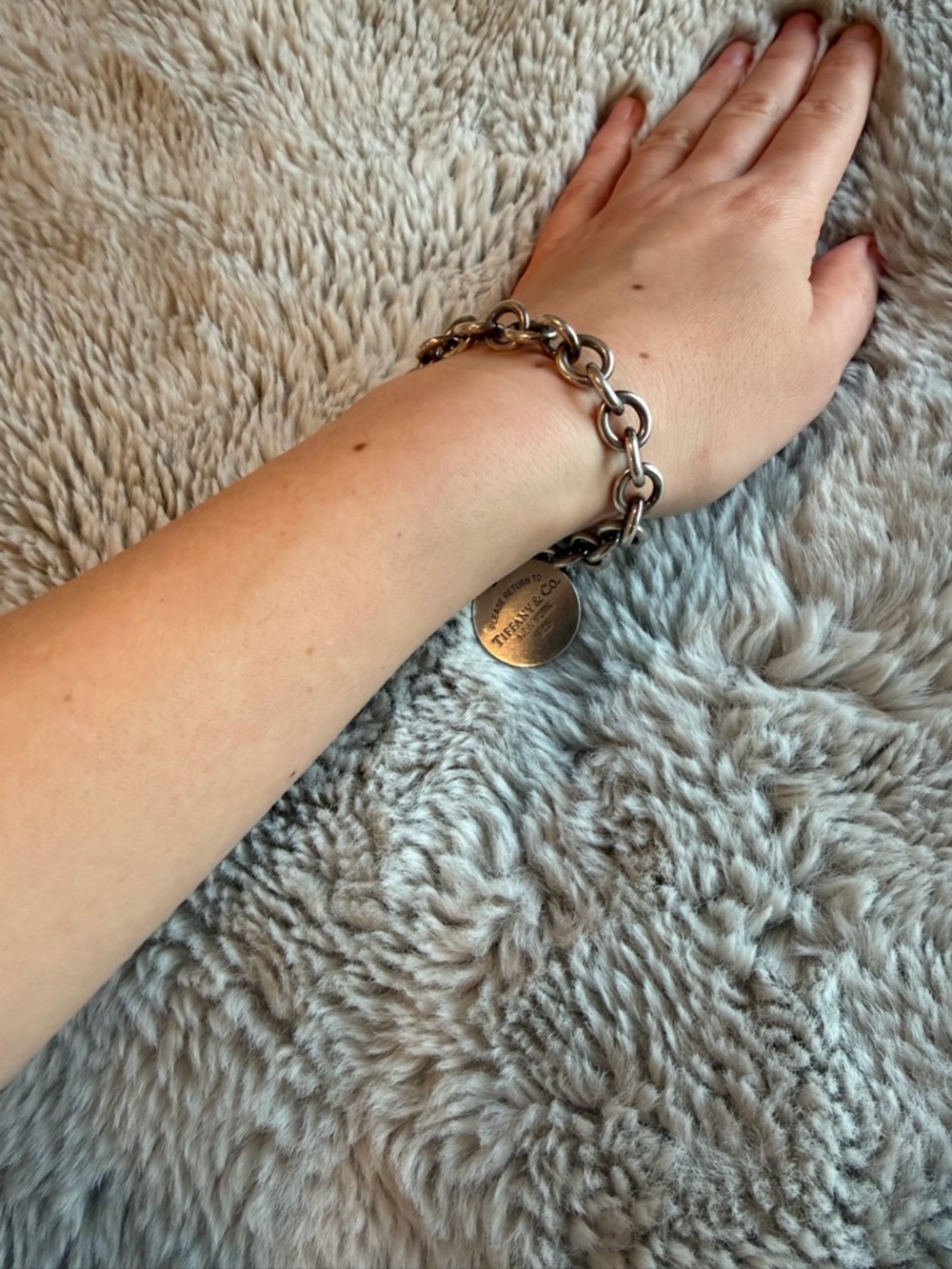Tiffany & Co. Silver Link Charm Bracelet with Round Tag